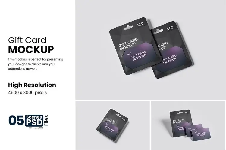 Gift Card Mockup 礼物礼品卡购物卡模型包装展示设计贴图ps卡片样机素材