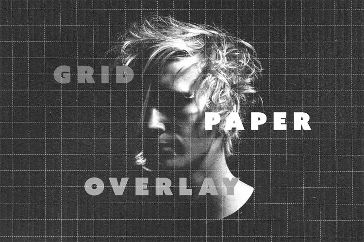 Grid Paper Overlay Template 网格纸照片图像覆盖叠加特效ps智能对象样机素材模板