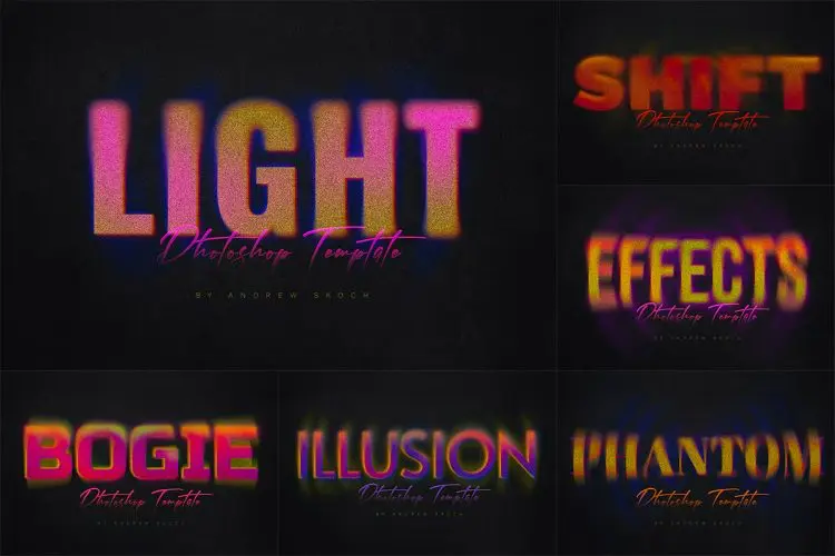 Gradient Blur Text Effect 海报广告标题渐变模糊噪音炫酷文本字母ps特效样机素材模板
