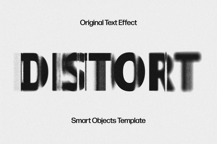 Fading Distortion Text Effect 淡入淡出扭曲失真颗粒退色文本字母标题ps特效样机素材