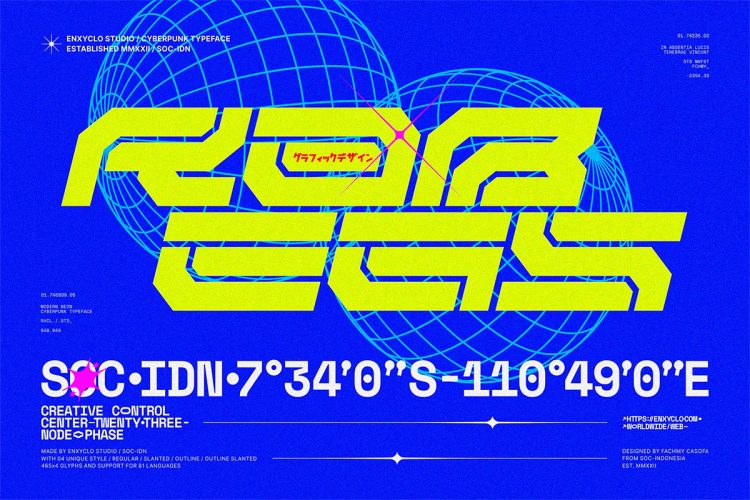 NCL RABEGS – Cyberpunk Font 潮流未来科幻机能赛博朋克电竞游戏运动品牌logo海报标题英文字体