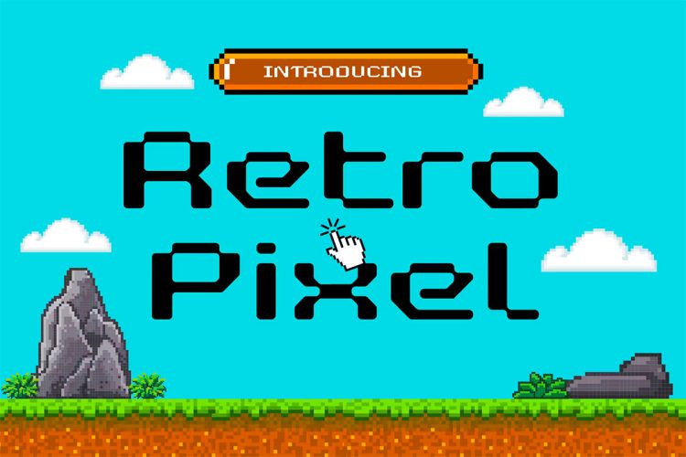 Retro Pixel 复古怀旧低保真像素风文创潮流时尚游戏海报封面标题装饰英文字体