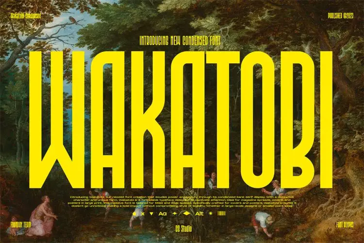 Wakatobi – Ultra Condensed Font 潮流时尚品牌logo广告海报封面标题无衬线浓缩英文字体包