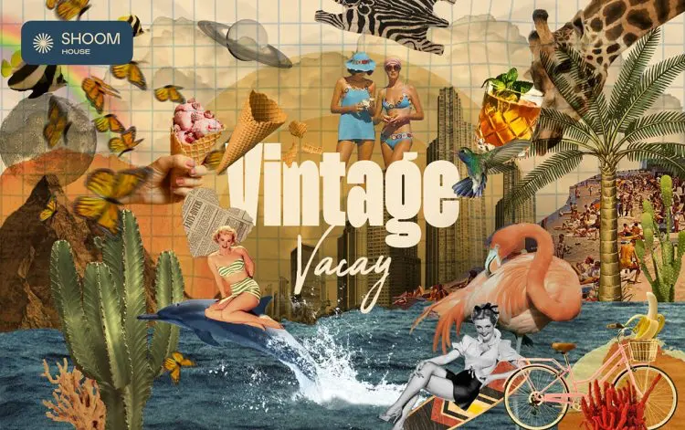 Vintage Vacay Collage 90 Elements  90幅夏季游玩主题复古插图插画撕纸webp拼贴免抠图设计素材