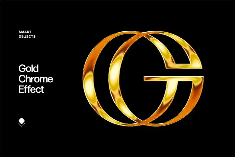 Gold Chrome Text Logo Effect 金属铬合金文字字母标识ps特效样机素材模板