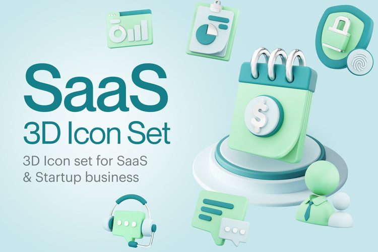 SaaS System Intergration 3D Icon Set  20款国外SaaS应用网站数字产品3D图标web icons素材下载