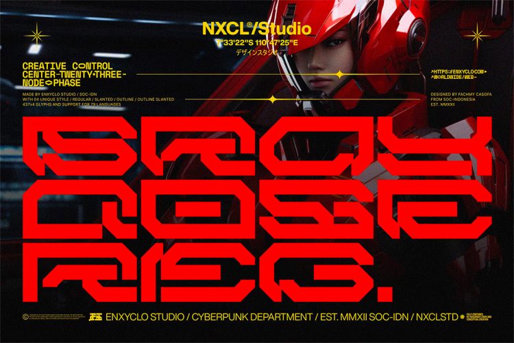 NCL BRAYQOSE – Cyberpunk Font 未来科幻机能赛博朋克电竞游戏科技潮牌logo海报标题装饰英文字体