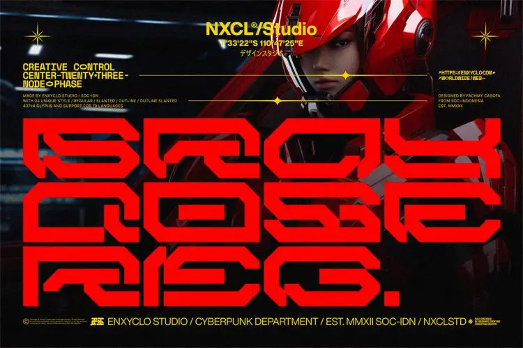 NCL BRAYQOSE – Cyberpunk Font 未来科幻机能赛博朋克电竞游戏科技潮牌logo海报标题装饰英文字体
