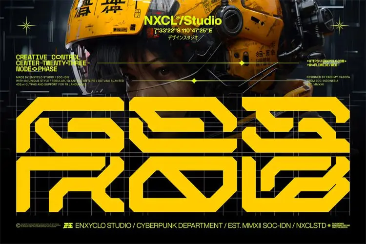 NCL GESROB – Cyberpunk Font 科幻未来主义赛博朋克机能科技电竞游戏潮牌logo海报标题英文字体