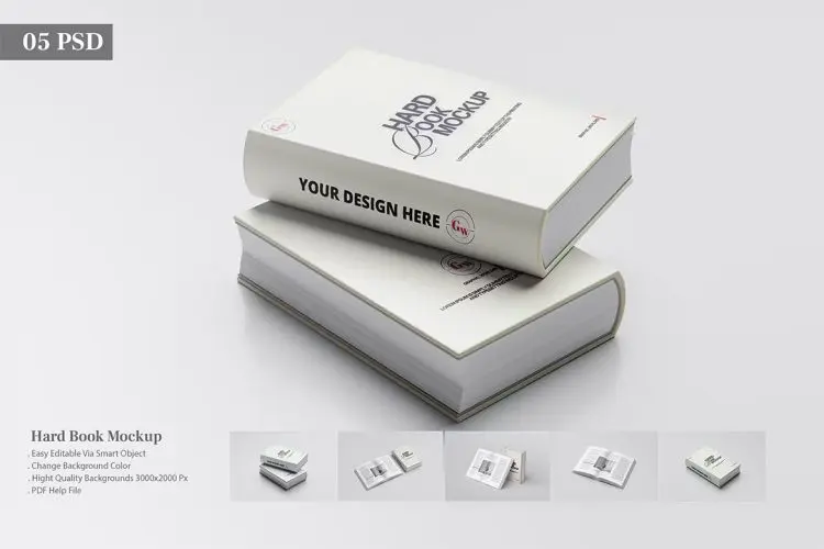Hard Book Mockup 硬面书籍书本模型封面内页展示设计贴图ps样机素材