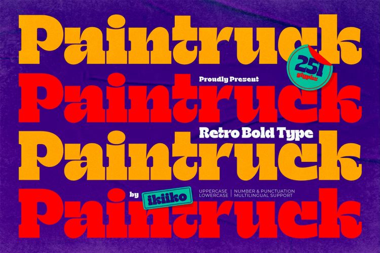 Paintruck – Retro Bold Type 潮流复古酸性逆反差潮牌logo海报封面标题艺术英文字体