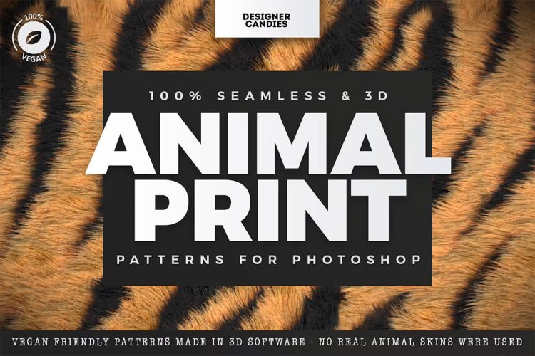 Animal Print Patterns for Photoshop  10款野生动物皮毛斑马蜥蜴豹纹虎纹无缝拼接图案背景底纹图片素材