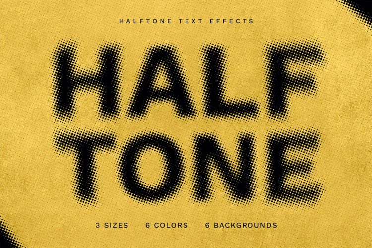 Halftone Text Effect 复古半调点缀文本字母标题ps特效样机素材