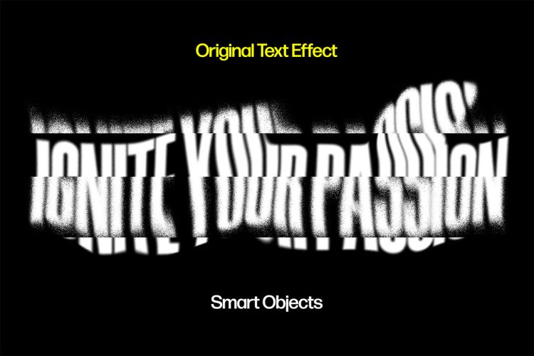 Grunge Displacement Text Effect 抽象信号故障位移迷幻毛刺文本字母标题ps特效样机素材