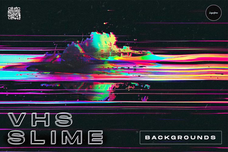 VHS Slime Backgrounds Pack  17款炫彩时尚VHS故障风艺术酸性概念抽象海报背景底纹图片素材