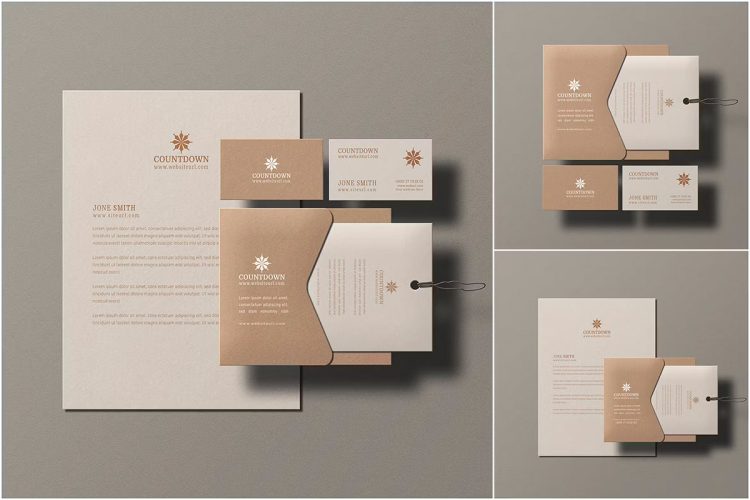 Minimal Stationery Branding Mockup Set 质感信纸名片品牌VI应用文具设计作品贴图ps样机素材国外设计模板