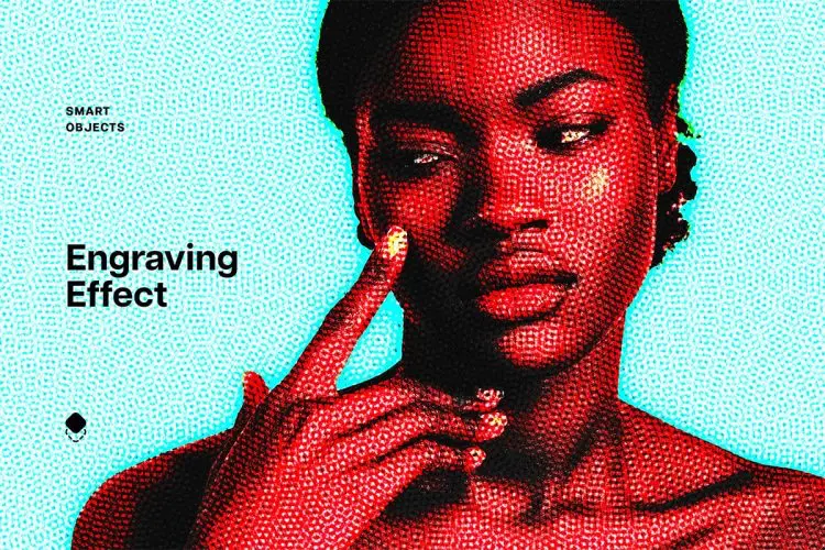 Retro Engraving Photo Effect 复古半调雕刻人物照片图像ps特效样机素材