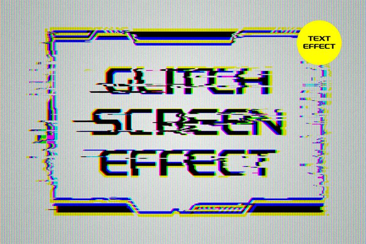 Glitch Screen Text & Logo Effect 复古科幻潮流屏幕故障风错位失真叠印logo标识特效ps样机素材模板