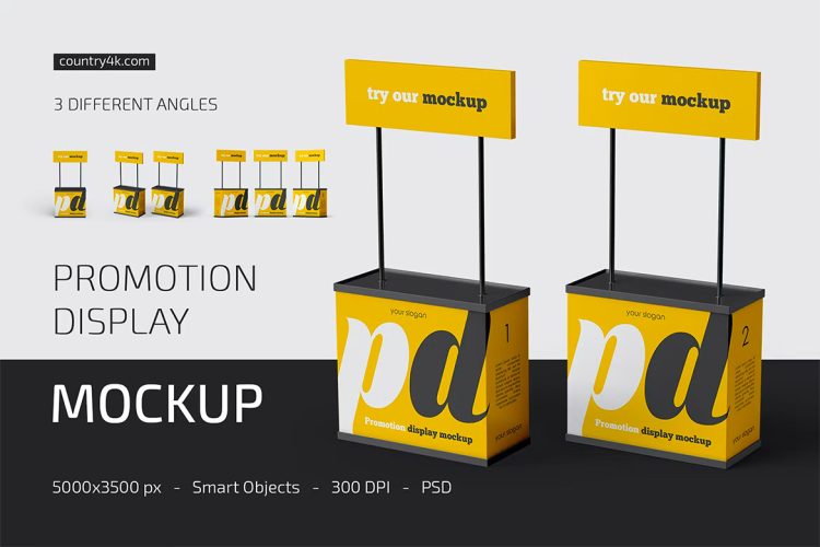 Promotion Display Mockup Set 商场展会移动促销展台模型展示设计贴图ps样机素材