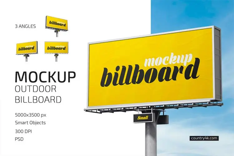 Outdoor Billboard Mockup Set 户外高炮横幅广告牌模型展示设计智能贴图ps样机素材