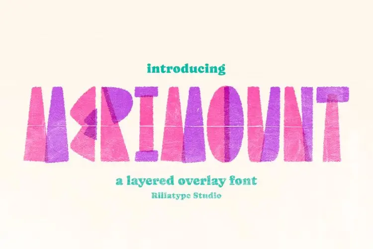 Merimount – Layered Overlay Font 创意潮流艺术堆叠几何时尚文创海报标题手写英文字体包