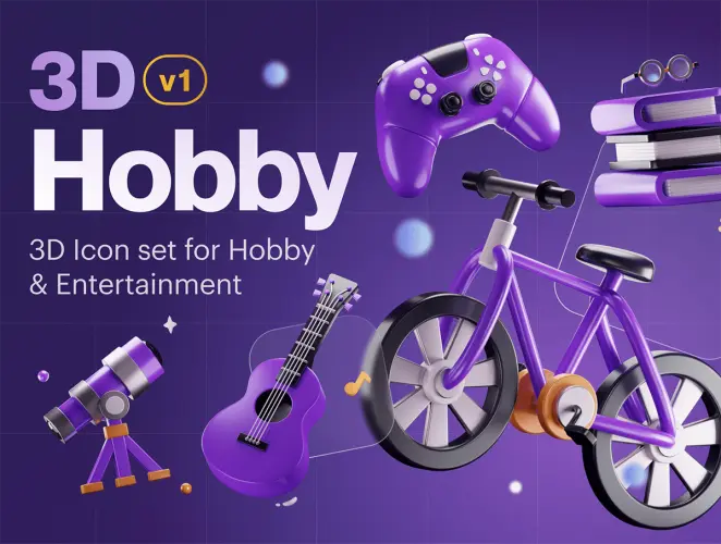 Entertainy – Hobby & Entertainment 3D Icon Set  20款兴趣爱好业余活动游戏娱乐类插图3D图标icon素材webp免抠图片