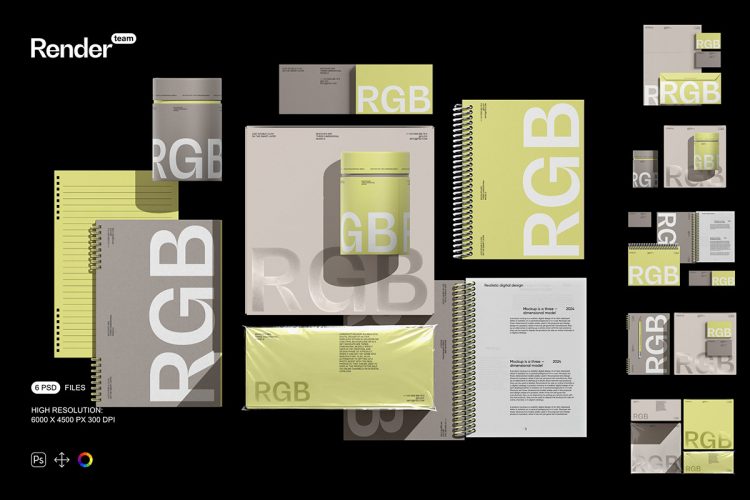 Brand Identity Mockup Set 品牌VI应用文具包装信封名片封面设计作品贴图ps样机展示效果图