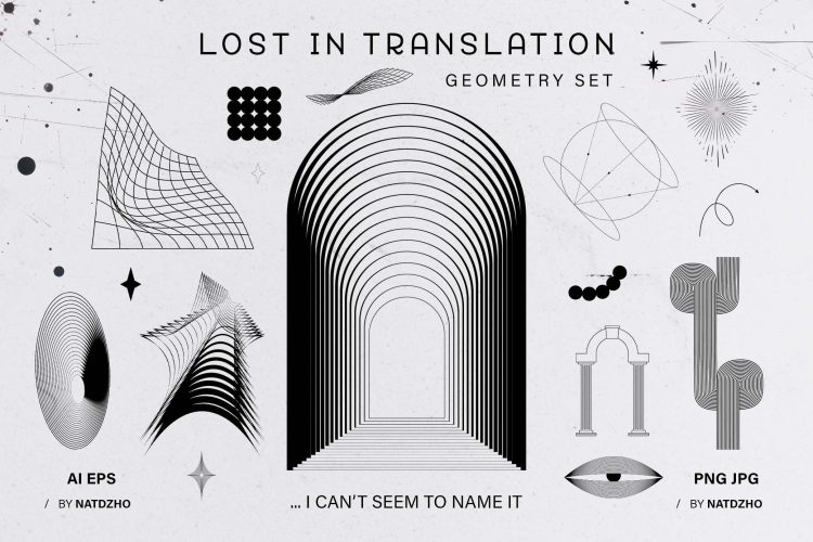 LOST IN TRANSLATION — GEOMETRY SET  110款3D抽象艺术网格箭头底纹超现实主义几何图形矢量设计素材