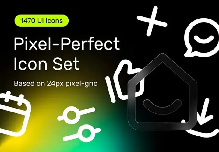 Pixel-Perfect Icon Set 1470 UI Icons  1470款实用网页个人中心App用户界面小程序icon线性图标素材合集
