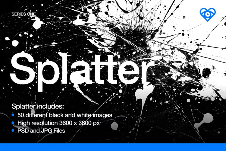 50 Black and White Splatter Textures  50款黑白水墨中国古风水彩泼墨飞溅爆炸抽象艺术背景图片设计素材