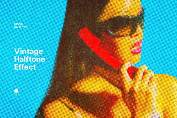 Magazine Halftone Photo Effect 潮流复古老式怀旧杂志半调颗粒肌理图像照片滤镜ps样机特效模板