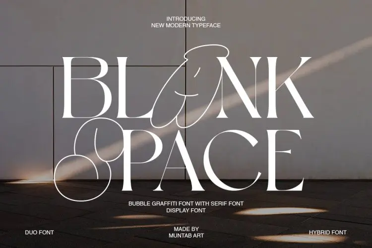 Blank Space Modern Display 复古气泡涂鸦杂志海报标题LOGO设计PS英文字体安装包