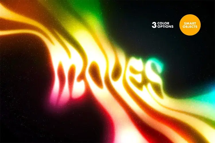 Liquid Glowing Text Effect 未来故障扭曲液体抽象海报标题LOGO设计PS特效样机模板