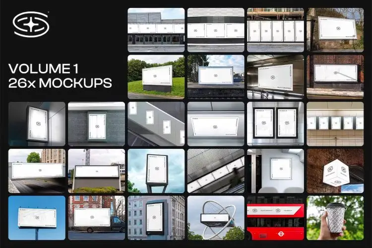 Advertising Outdoor Mockups Vol 1  26款城市街头商场地铁灯箱广告牌海报设计展示效果图PS贴图样机模板
