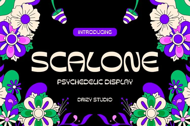 Scalone – Psychedelic Display Font 复古潮流文创迷幻酸性逆反差潮牌logo海报标题英文字体包