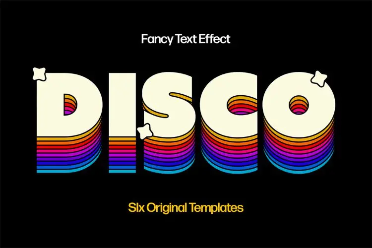 Fancy Text Effects 6款时尚潮流彩虹3D叠字文创潮牌海报标题字体设计ps样机特效模