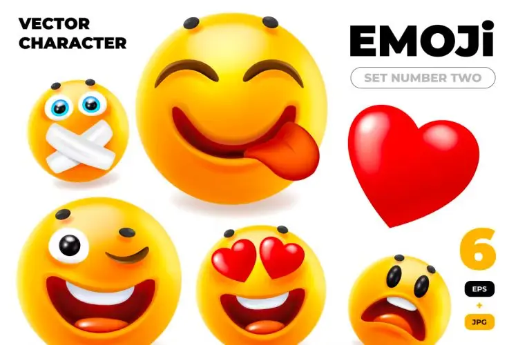 3d Emoji Vector Set 18个可爱趣味Emoji表情3D图标icon设计素材webp免抠图片