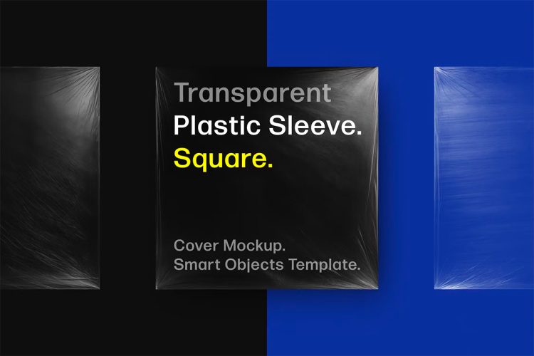 Transparent Plastic Sleeves Mockup 透明塑料袋薄膜模型包装设计贴图ps样机素材