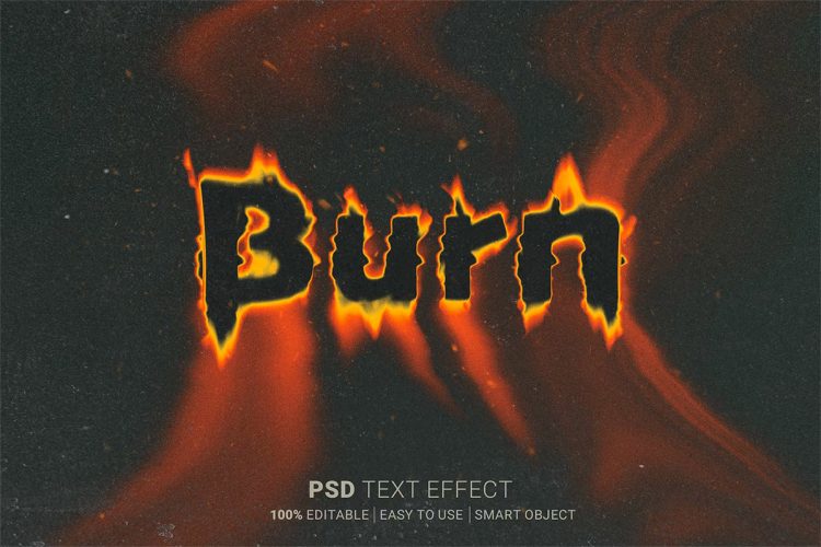 Burn Photoshop Text Effect 火焰燃烧熔化文本字母标题ps特效样机素材模板