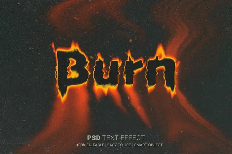 Burn Photoshop Text Effect 火焰燃烧熔化文本字母标题ps特效样机素材模板