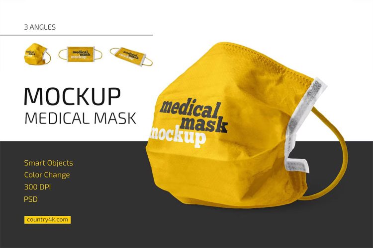 Medical Mask Mockup Set 医用防疫口罩模型品牌展示设计贴图ps样机素材