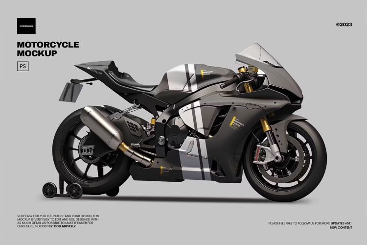 Motorcycle Mockup 雅马哈摩托车模型车身logo标志设计贴图ps样机素材