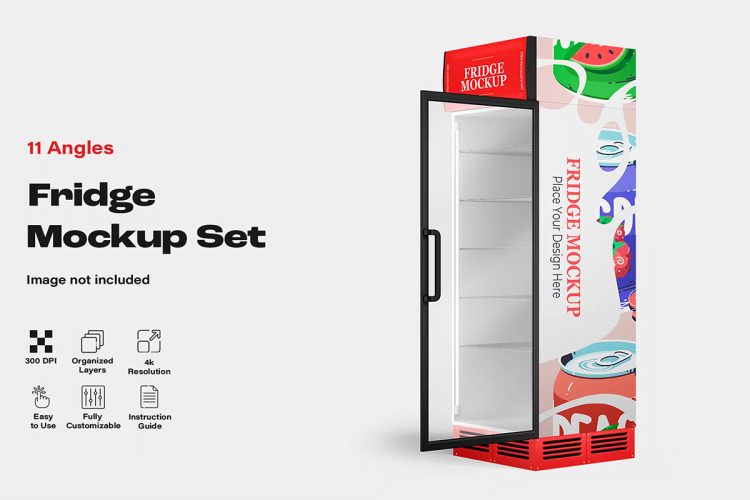 Glass Door Fridge Mockup Set  11款超市饮料冰箱货架冷柜冰柜冷藏货柜ps样机素材广告展示效果图