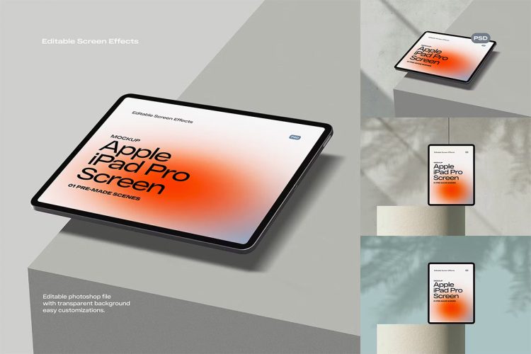 iPad Mockup scenes 01 苹果iPad平板电脑模型用户界面ui设计展示贴图ps样机素材