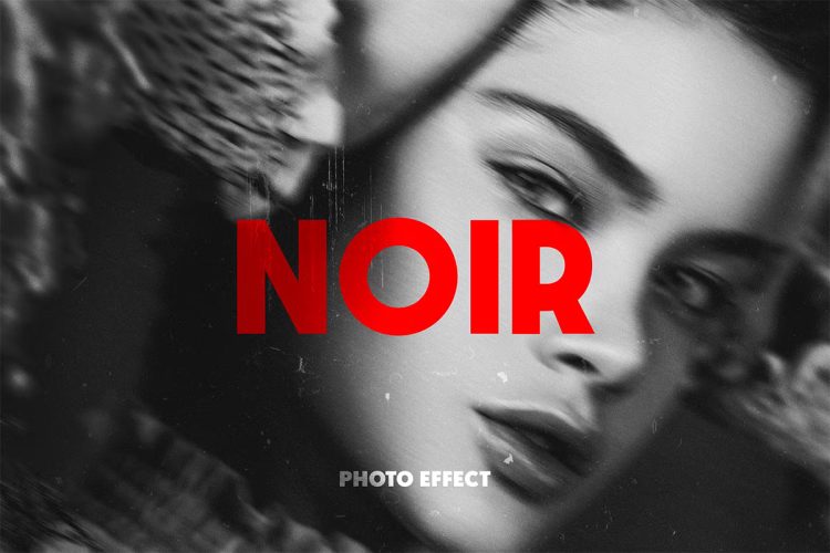 Noir Dream Photo Effect 复古梦幻模糊黑白老照片摄影ps特效样机素材模板