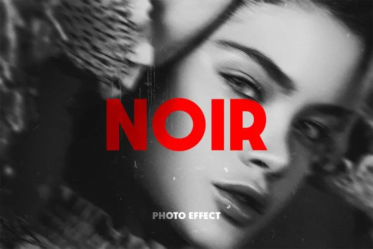 Noir Dream Photo Effect 复古梦幻模糊黑白老照片摄影ps特效样机素材模板