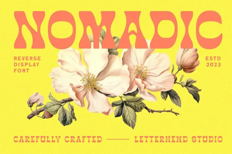 Nomadic – Reverse Display Font 潮流复古酸性逆反差潮牌logo海报封面标题装饰英文字体包