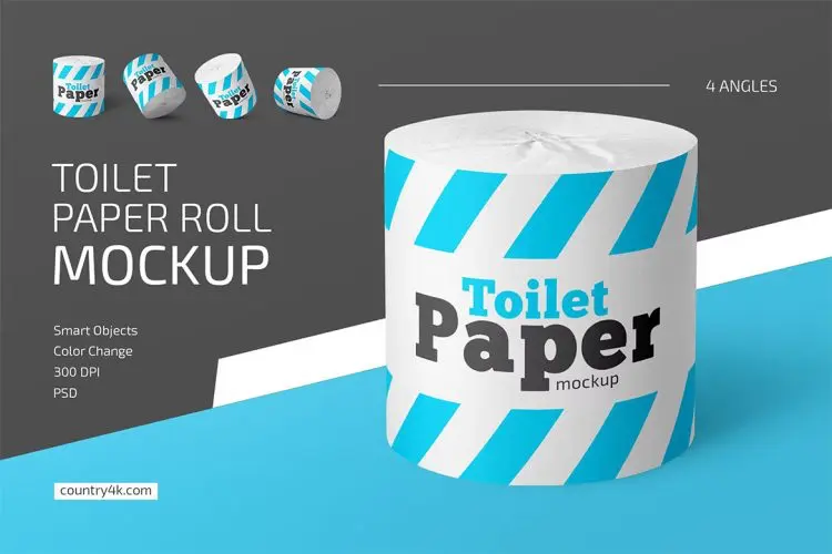 Toilet Paper Roll Mockup Set 卫生纸卷筒纸厕纸模型品牌包装设计贴图ps样机素材百度云免费下载