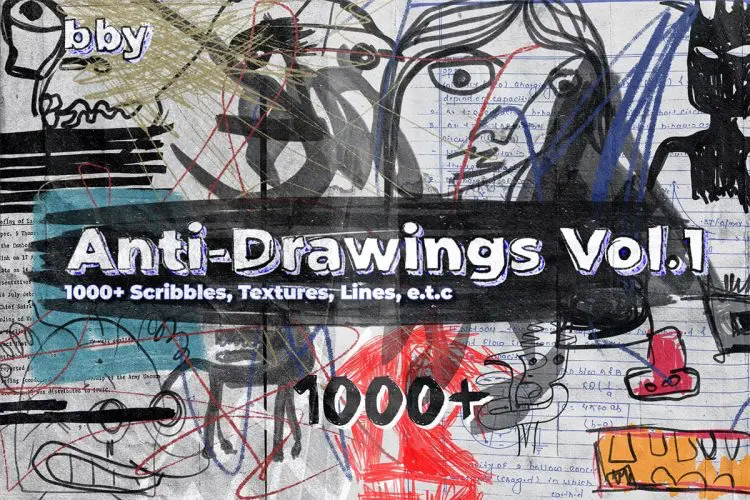 Anti-Drawings Vol.1  1000款复古潮流垃圾摇滚乱涂手绘涂鸦手稿插画webp免抠拼贴素材