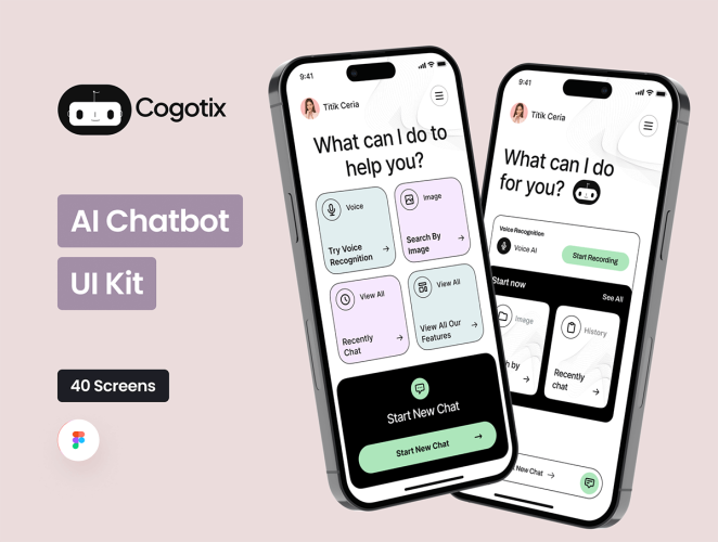 Cogotix – AI Chatbot UI Kit 时尚专业AI交互人工智能聊天机器人社交App应用ui套件figma模板